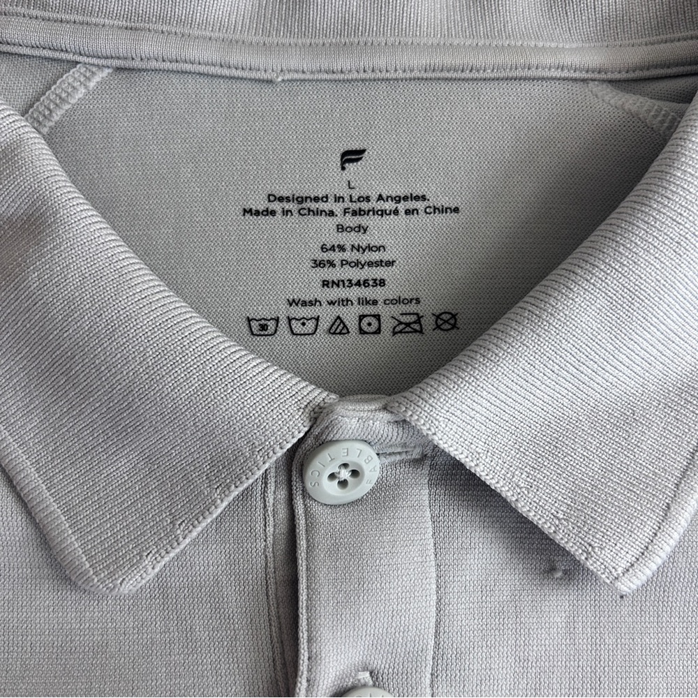 FABLETICS Cotten Blend Men’s Large Grey Short Sleeve Polo - Picture 6 of 7